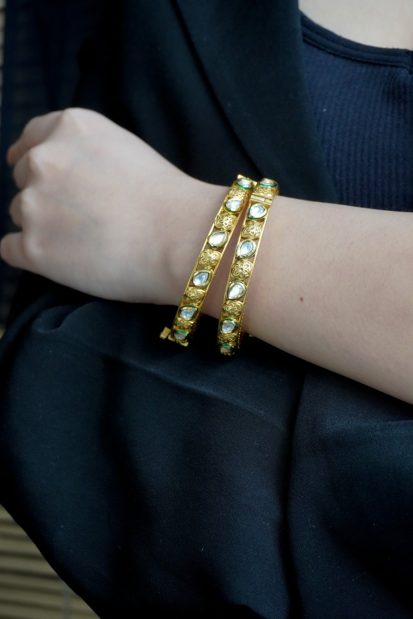 Akaye Temple Work Bangles - Set of 2