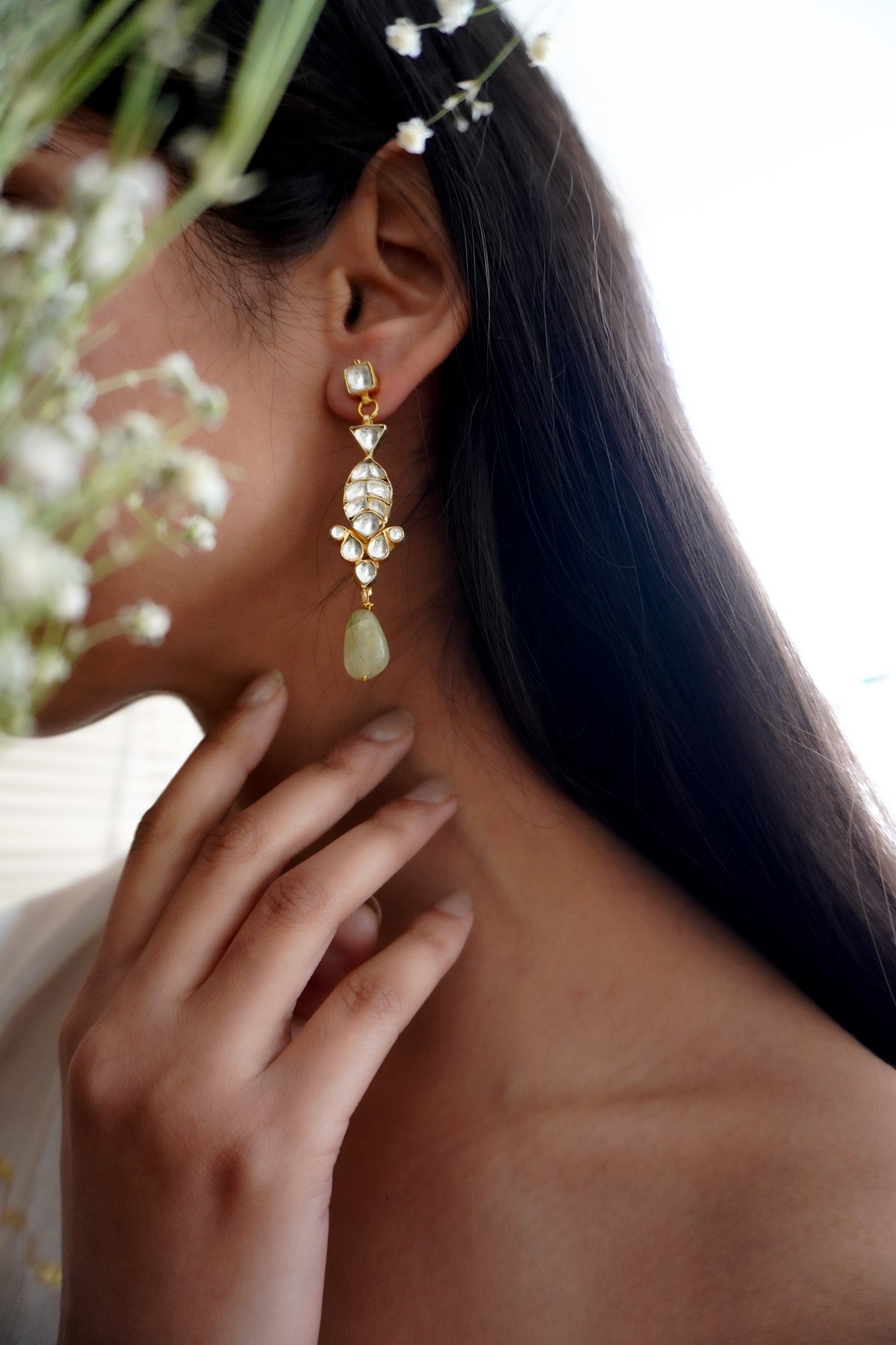 Aqua Grace Kundan Earrings
