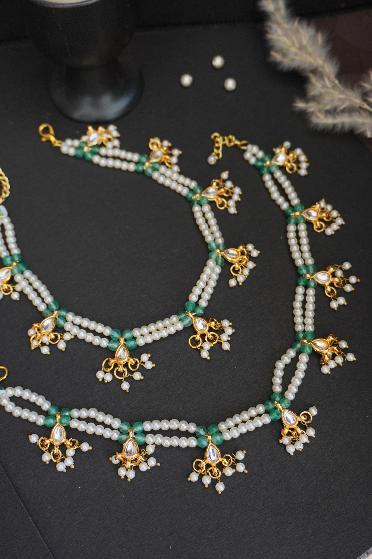 Zisha Pearls and Kundan Anklets