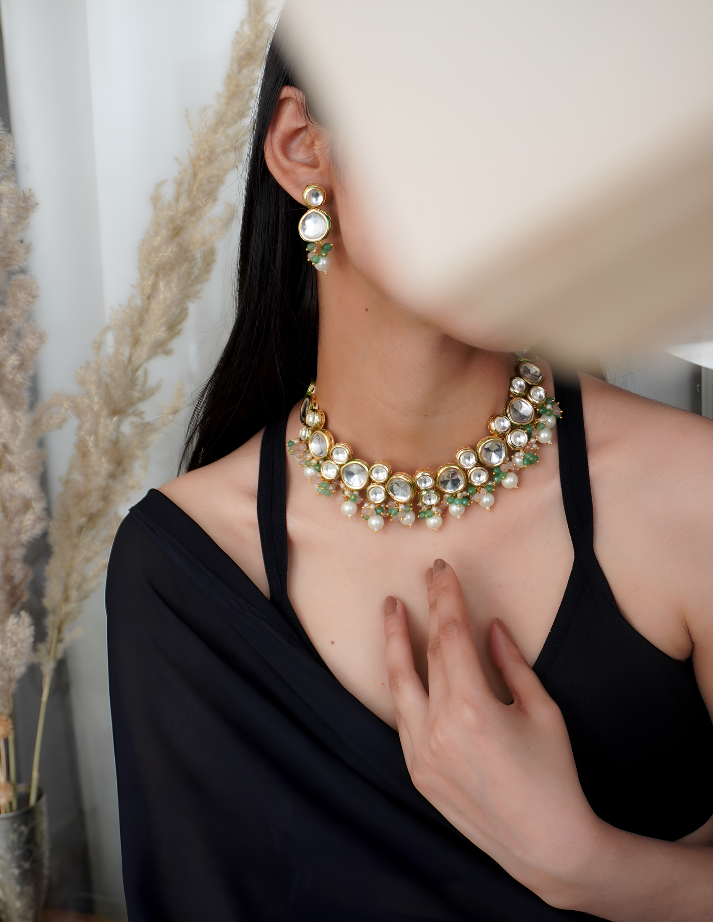 Heena Kundan and Pearls Necklace Set