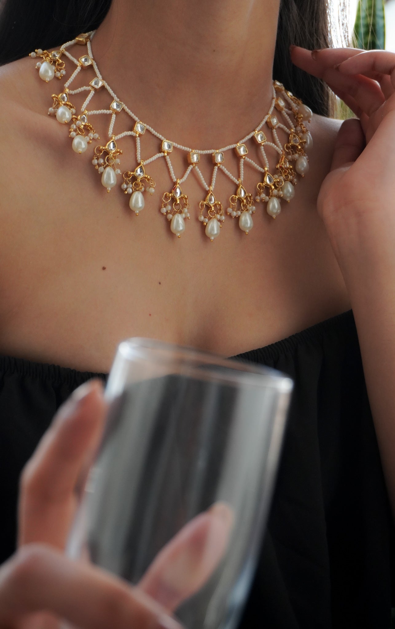 Zia Kundan and Pearls Necklace