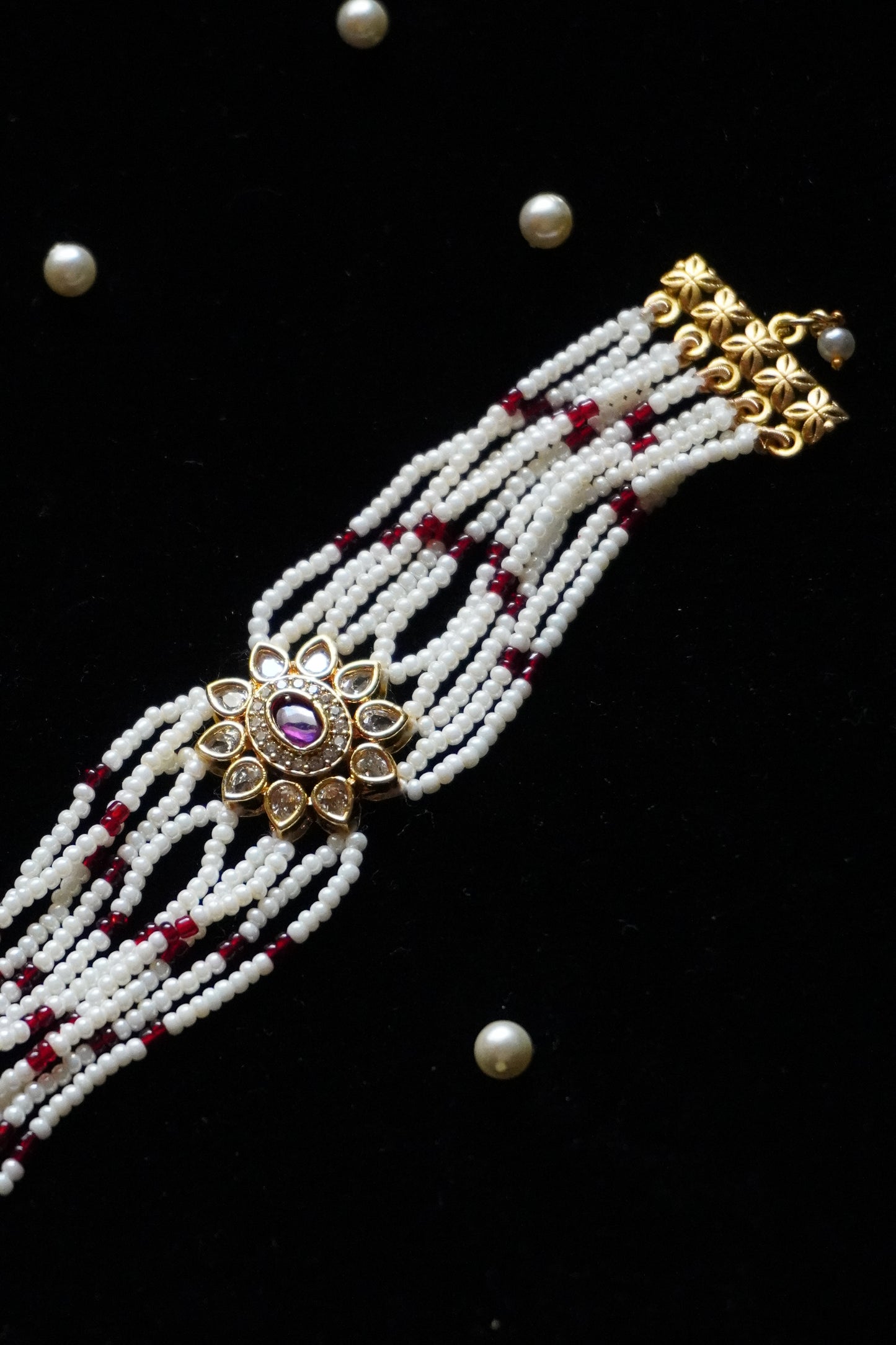 Nizam’s Charm Kundan and Pearls Bracelet