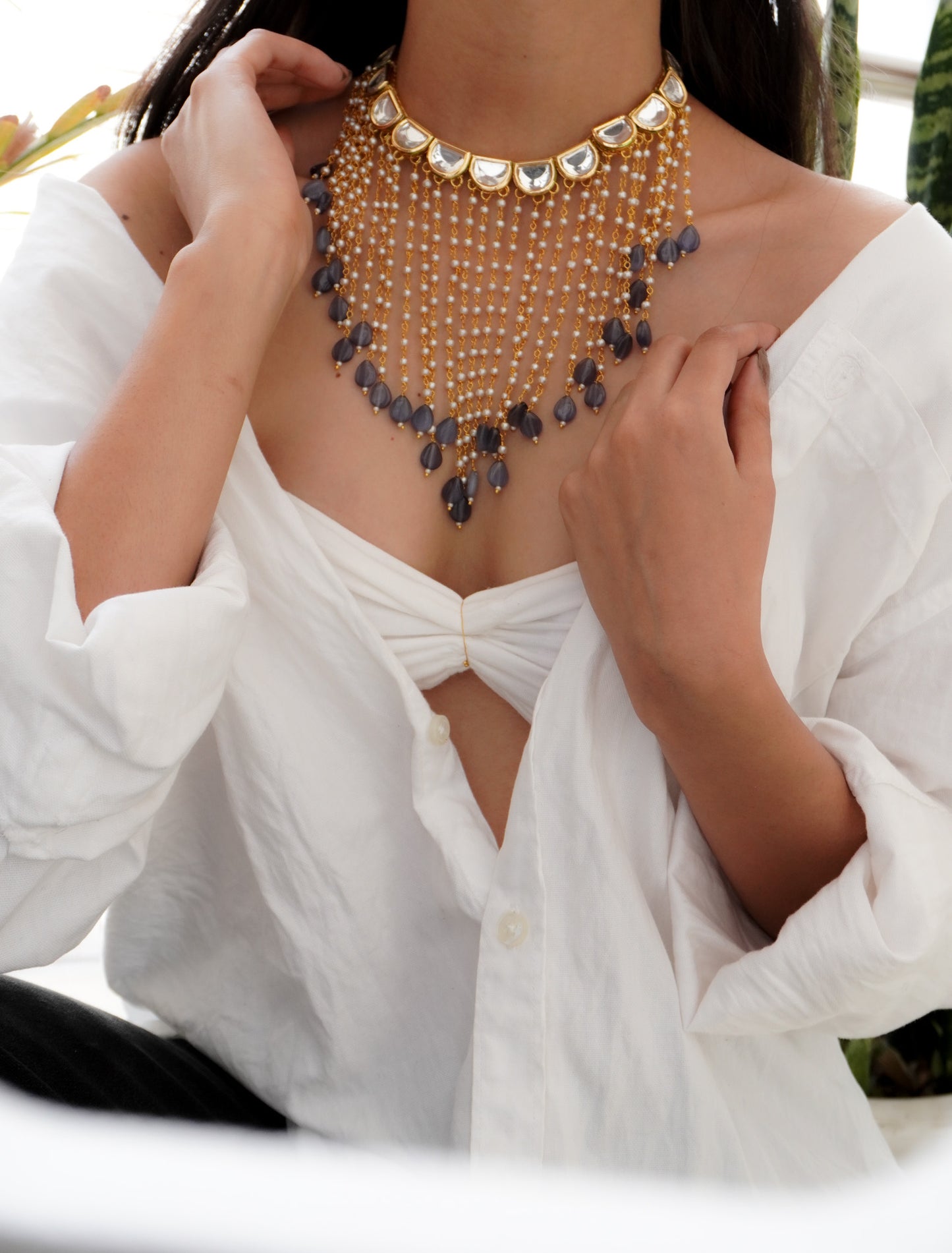 Nivara Kundan and Pearls Necklace