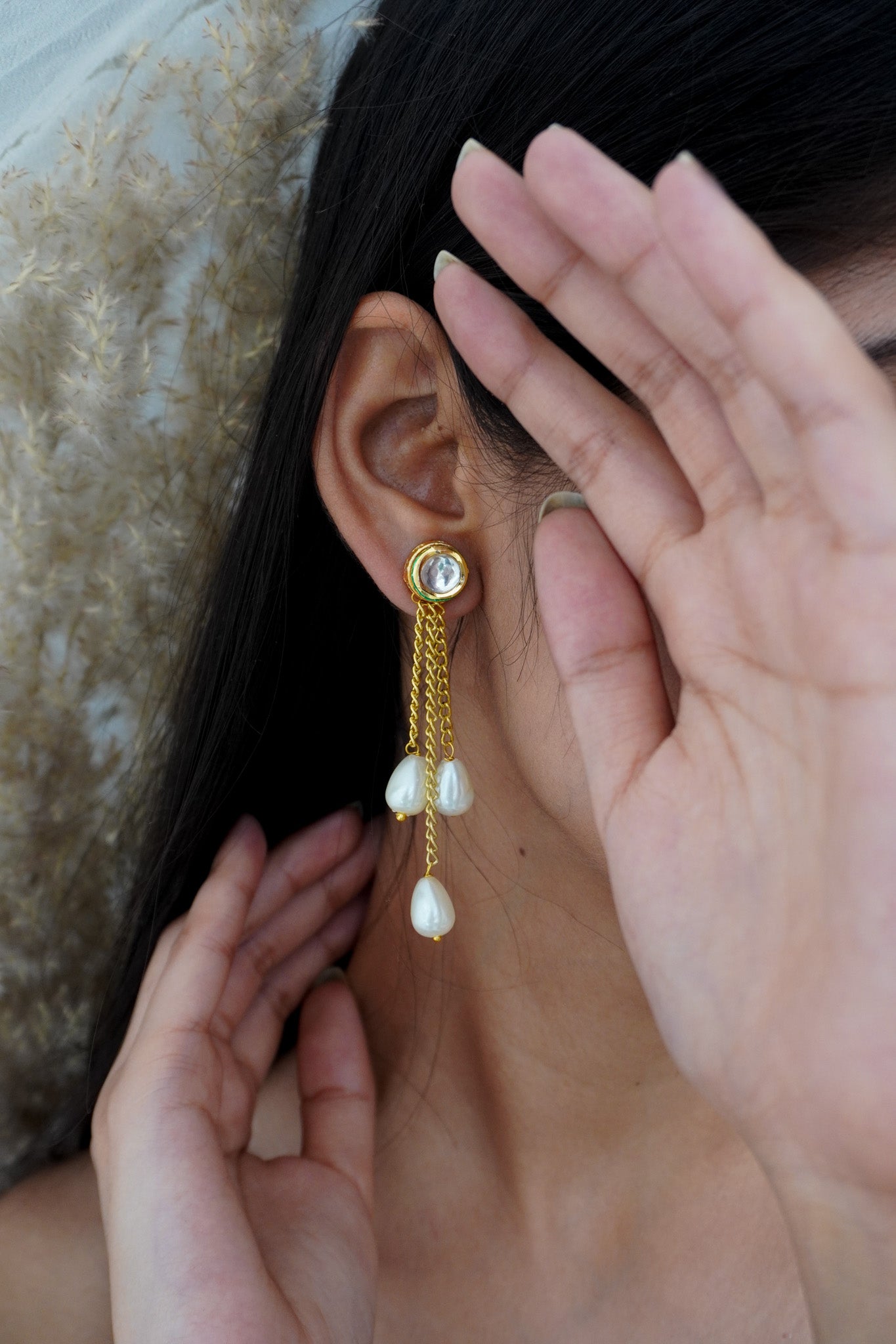 Niya Kundan and Pearls Earrings