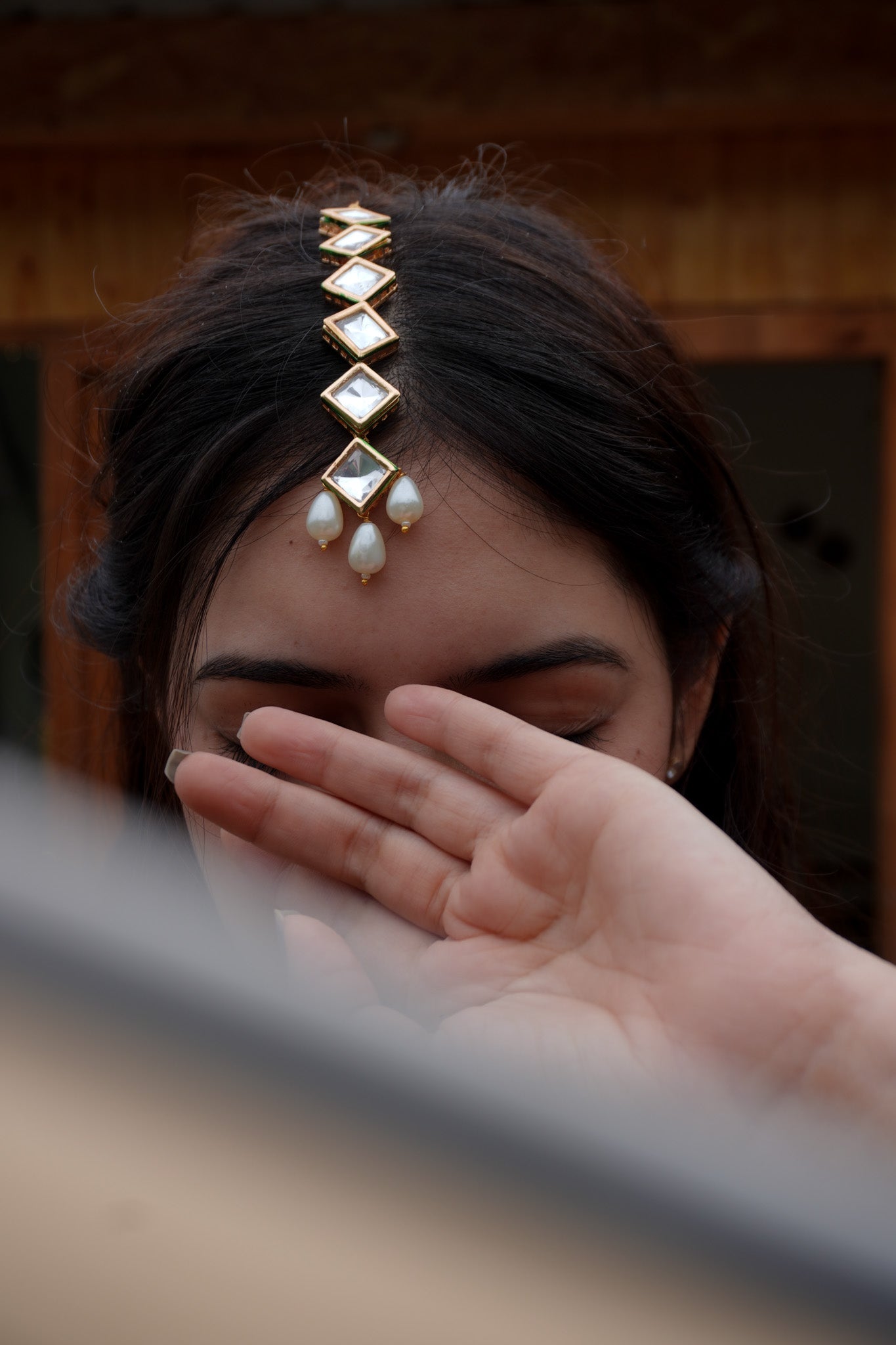 Aafreen Kundan and Pearls Maangtikka