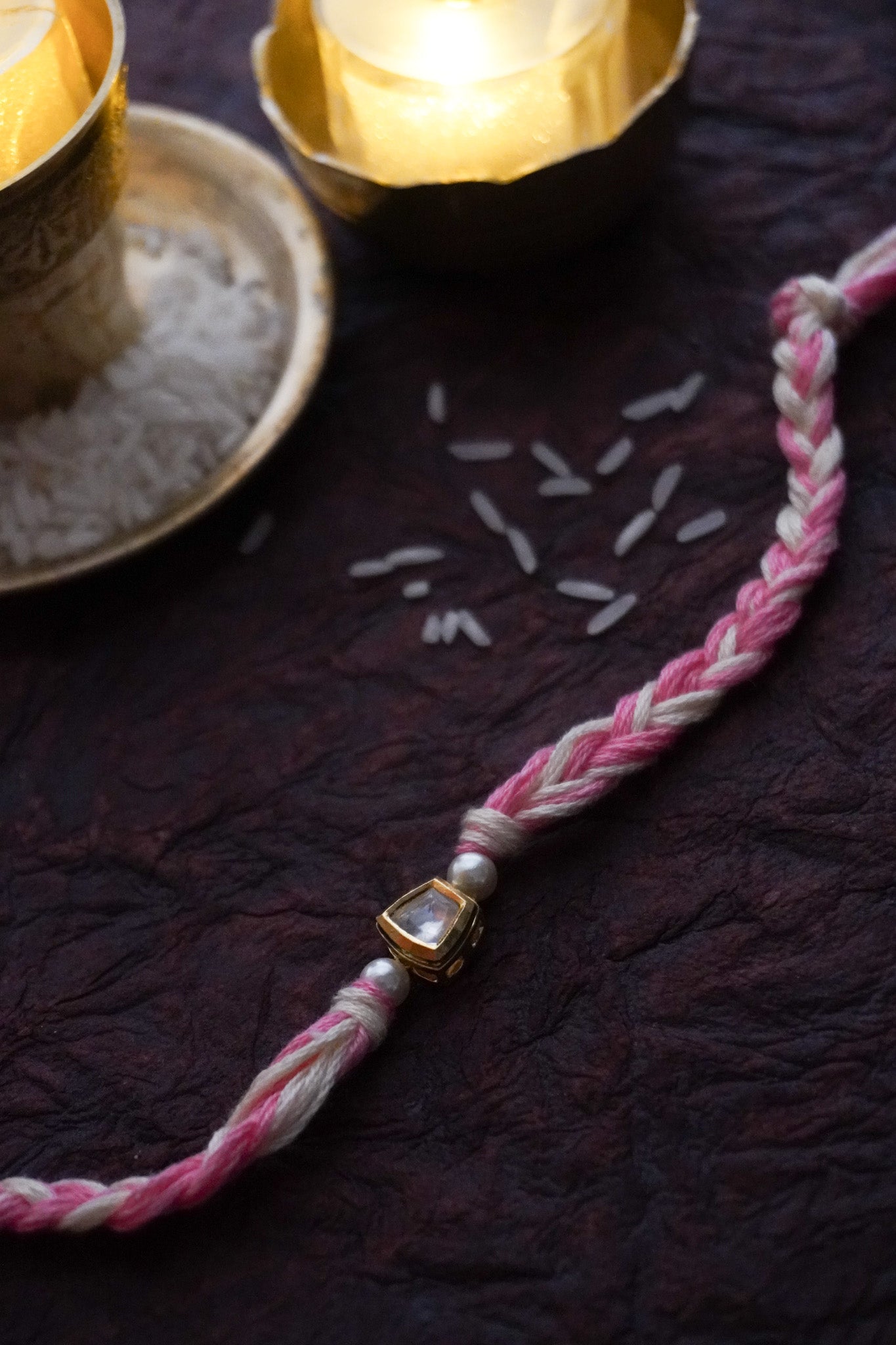 Dhanvi Pink Kundan Rakhi
