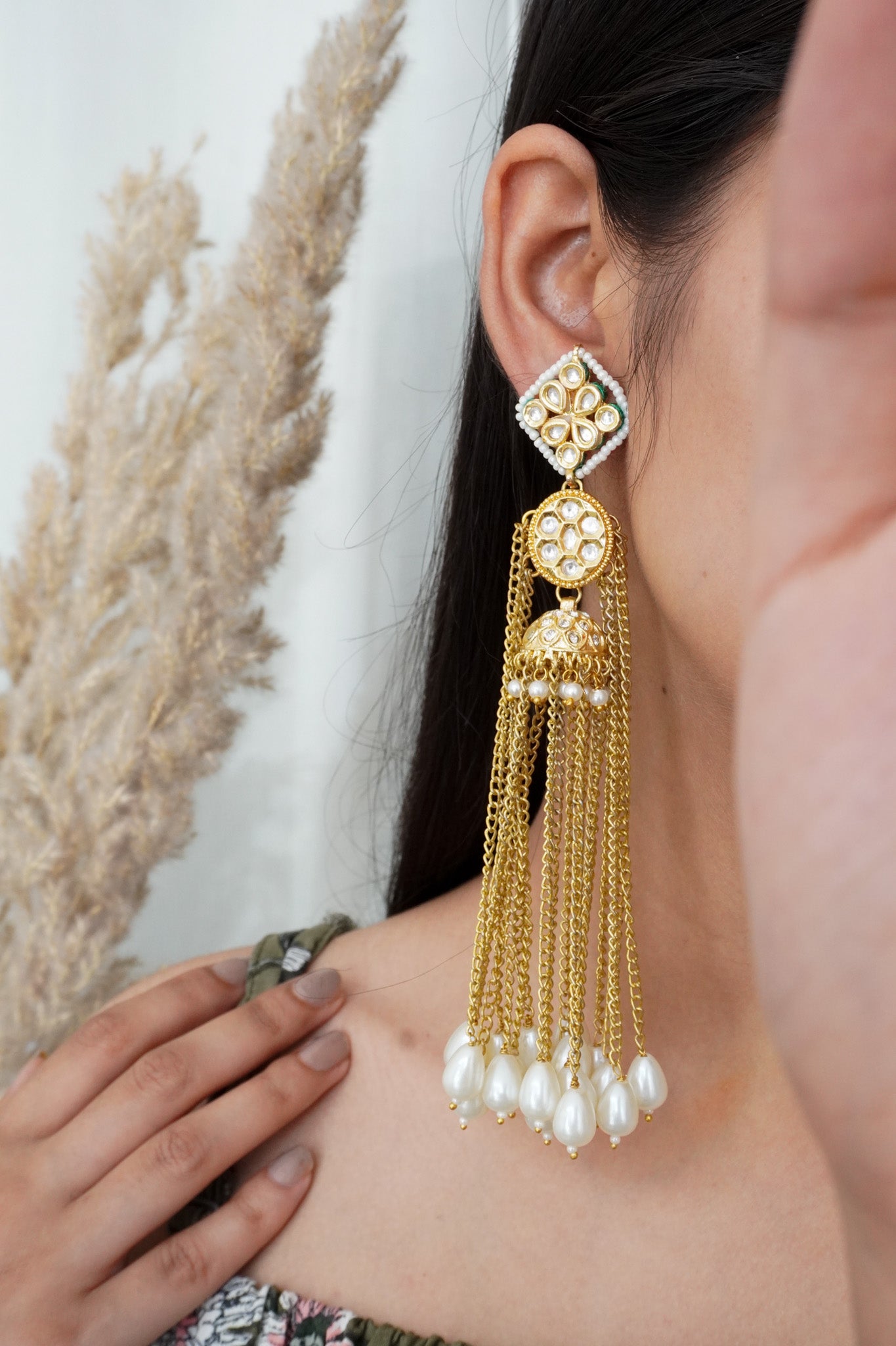 Raabta Kundan and Pearls Earrings