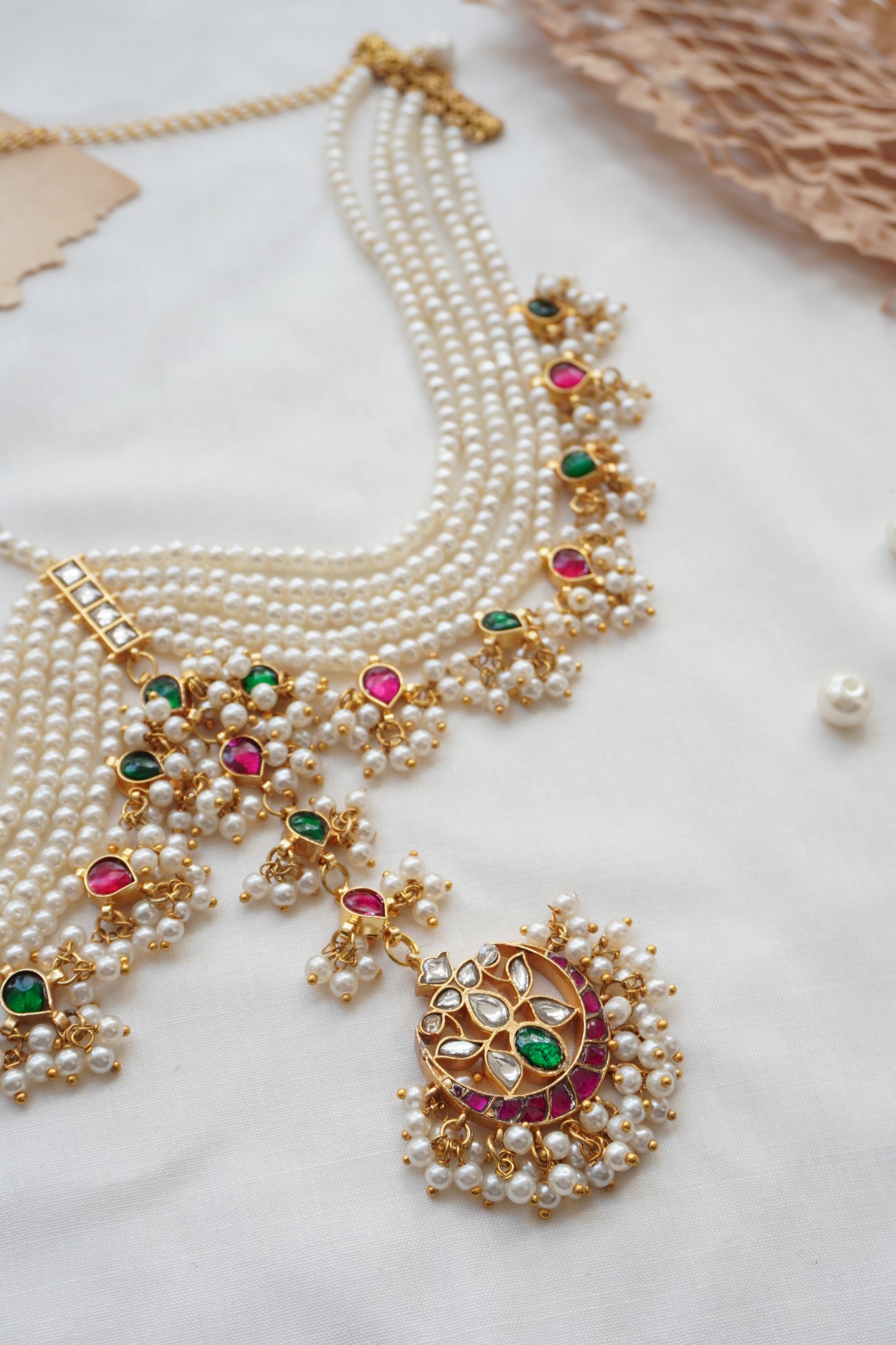 Gulnaz Kundan and Pearls Matha Patti