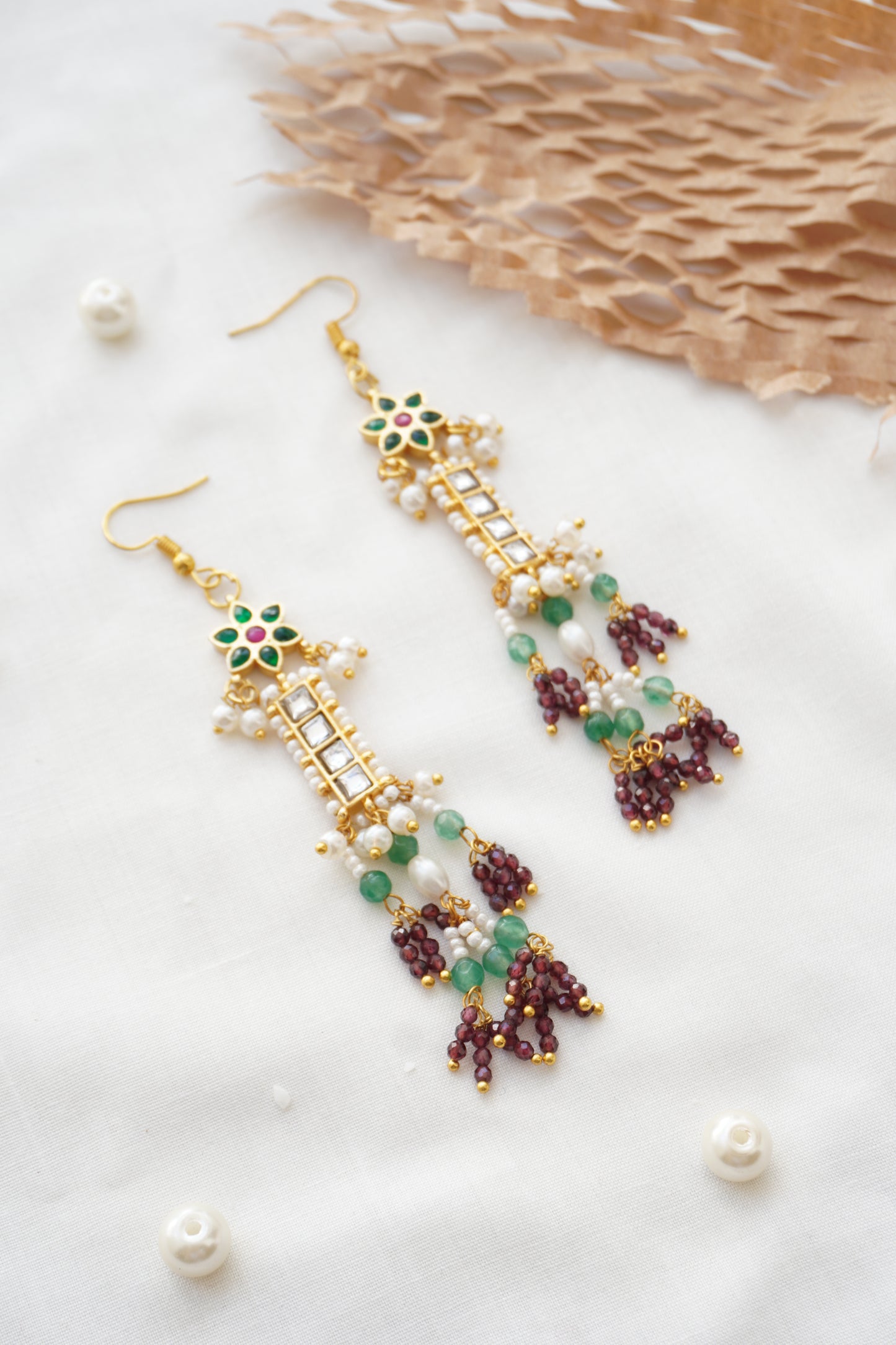 Ziya Kundana and Stones Earrings
