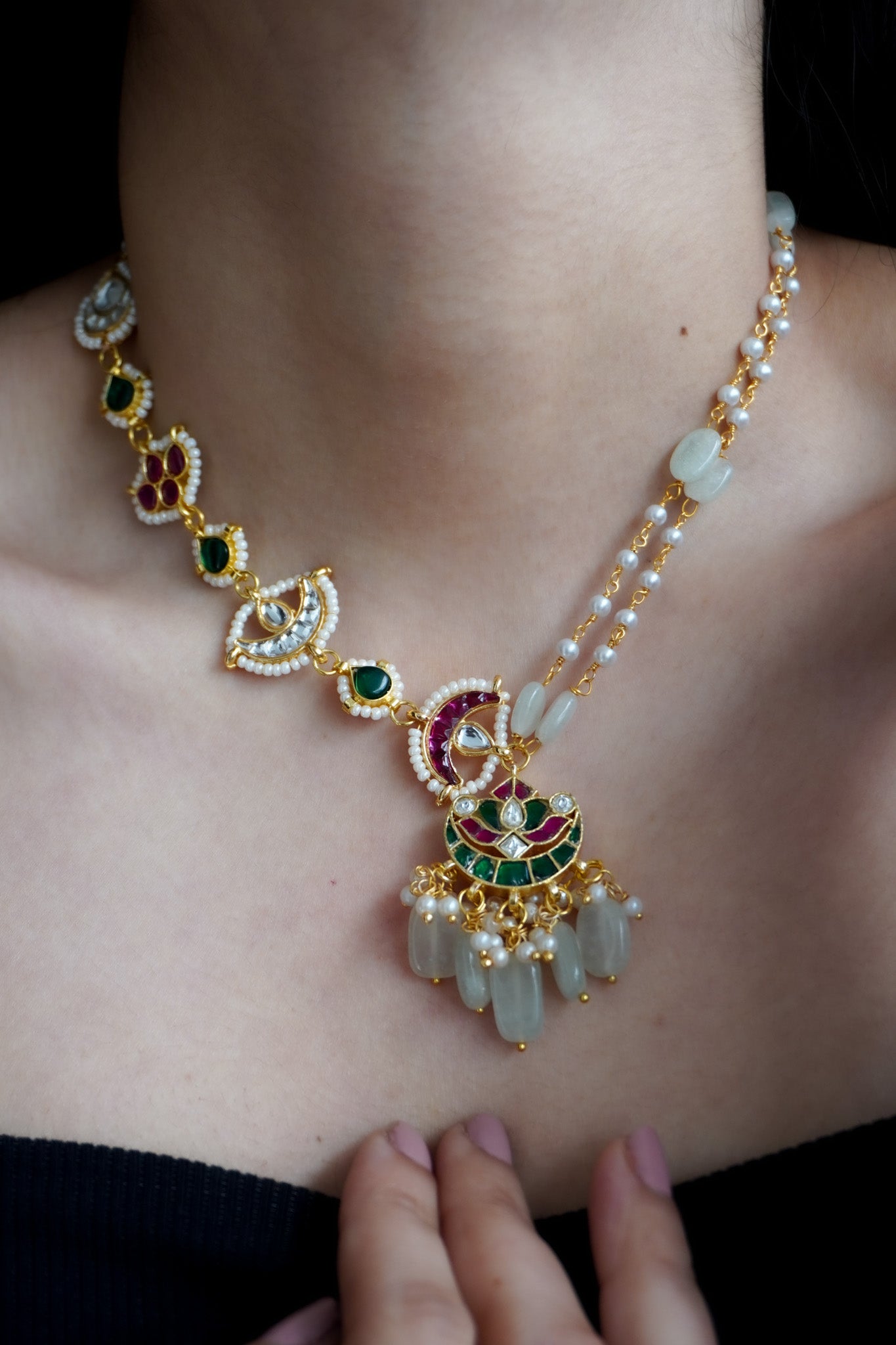 Nitya Multicolour Kundan and Pearls Necklace