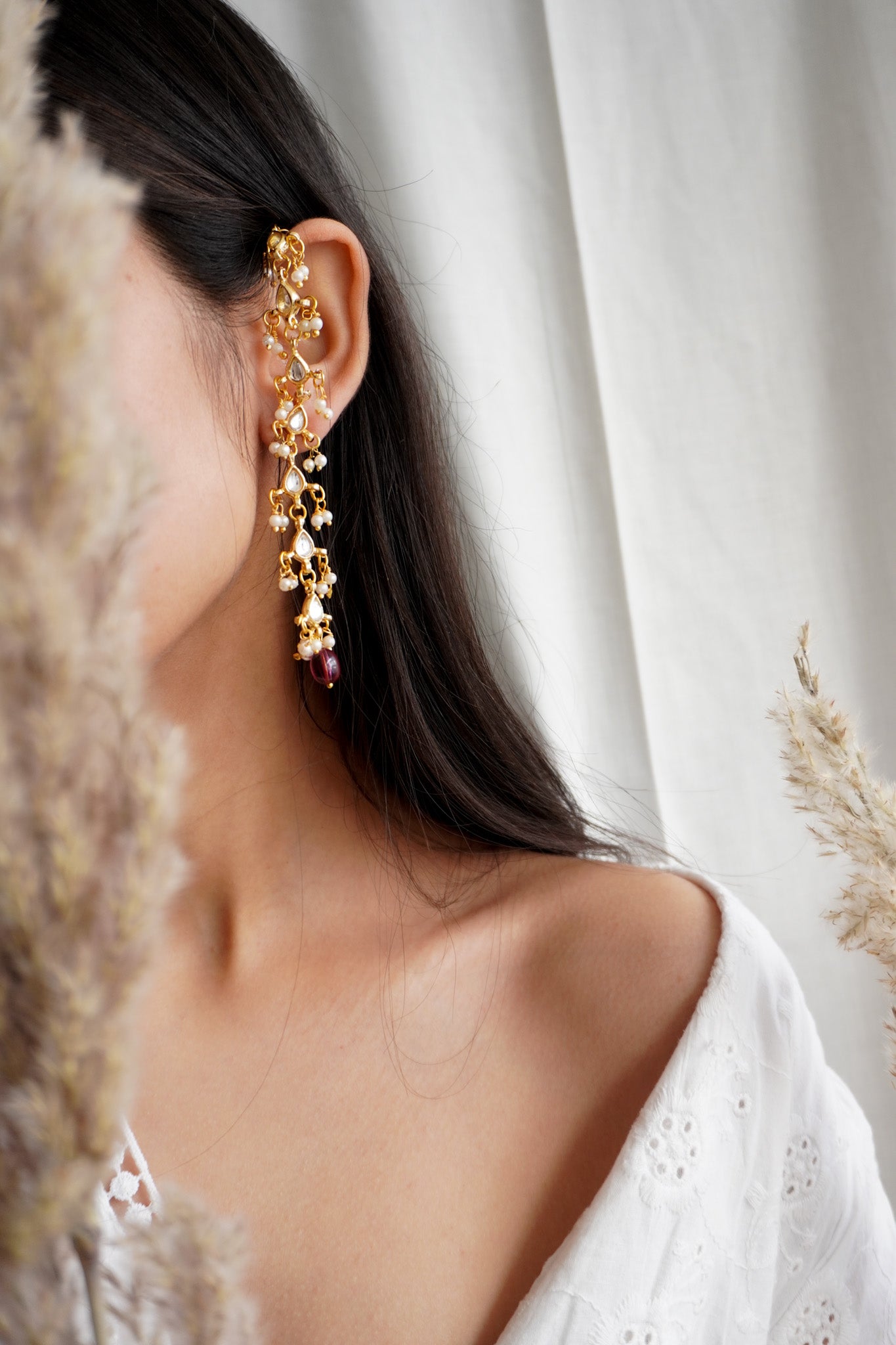 Noa Red Kundan Earrings