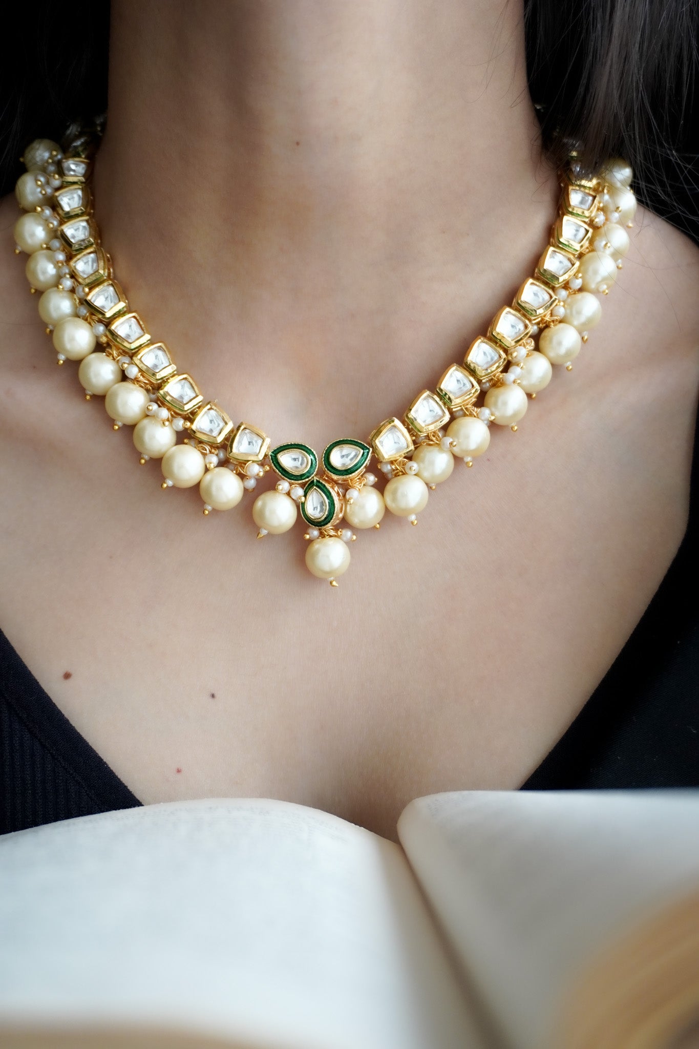 Vasundhara Kundan and Pearls Necklace