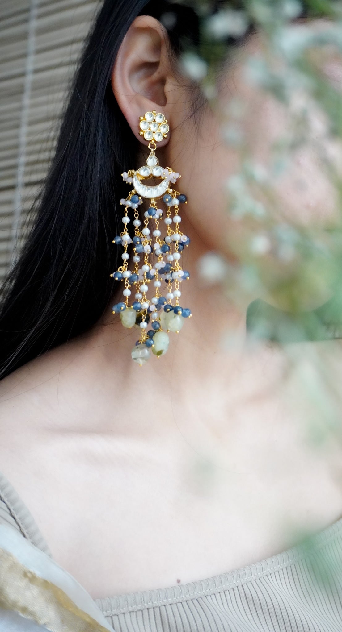 Ananya Blue - Mint Kundan Earrings