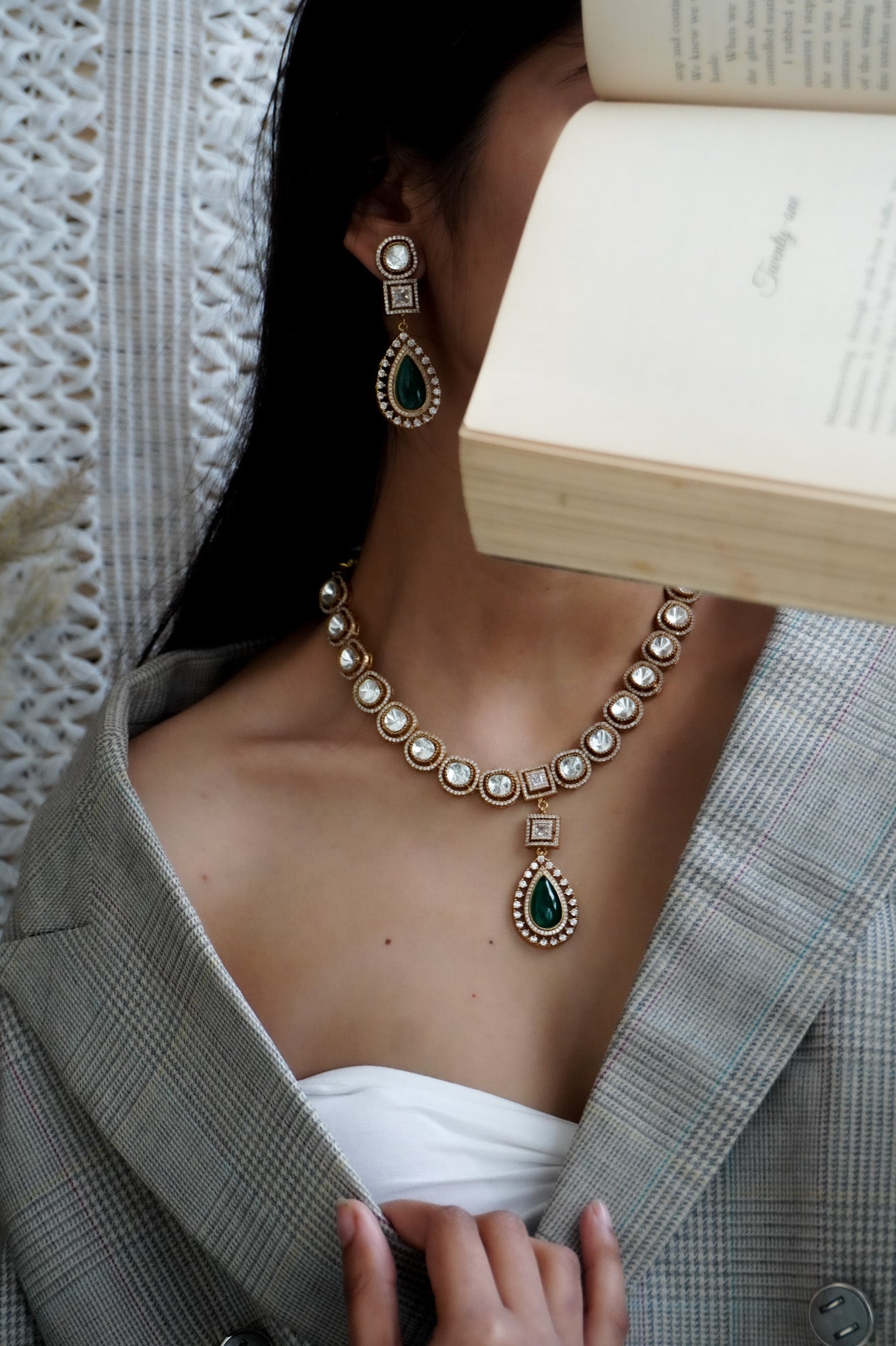 Asmita Green Polki Neckalce Set