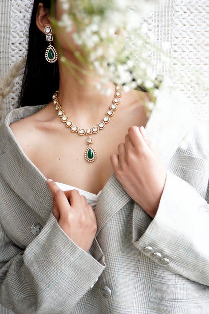 Asmita Green Polki Neckalce Set