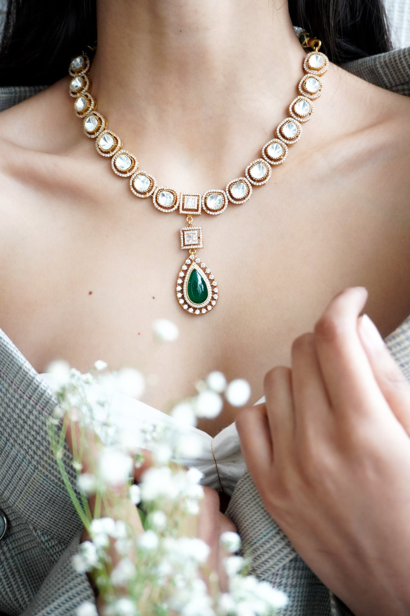 Asmita Green Polki Neckalce Set