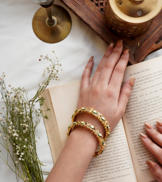 Avia Temple work and Kundan Bangles - Set of 2