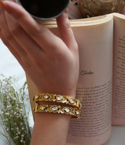 Avia Temple work and Kundan Bangles - Set of 2