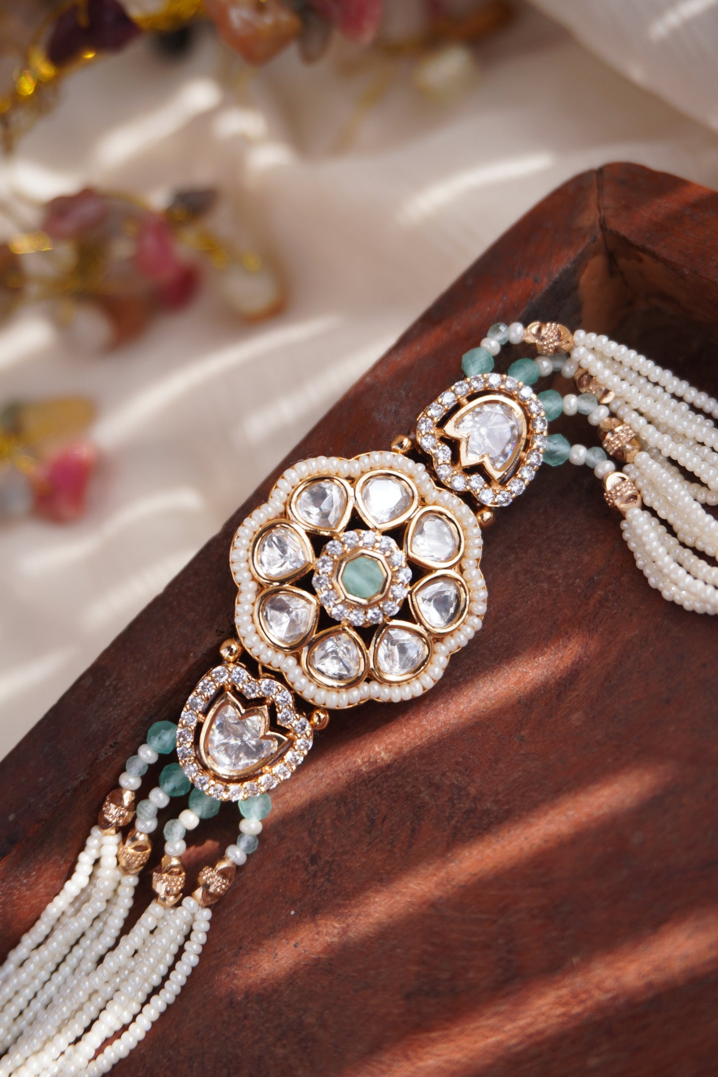 Diana Turquoise Kundan Pearl Bracelet