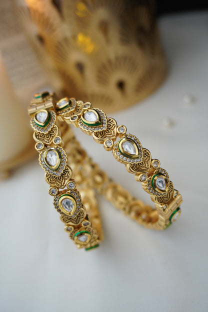 Avia Temple work and Kundan Bangles - Set of 2