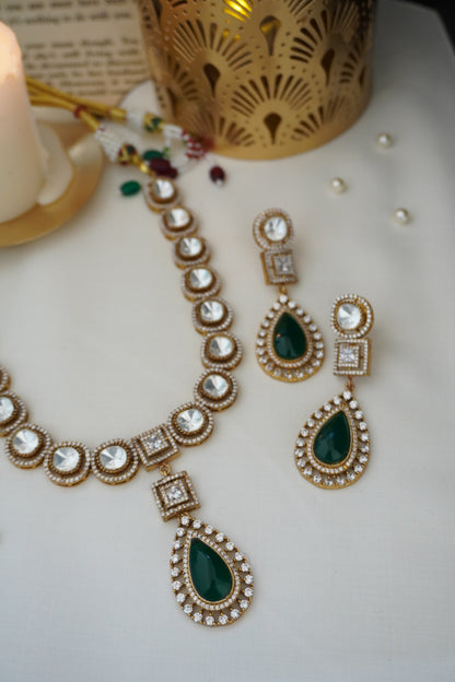 Asmita Green Polki Neckalce Set