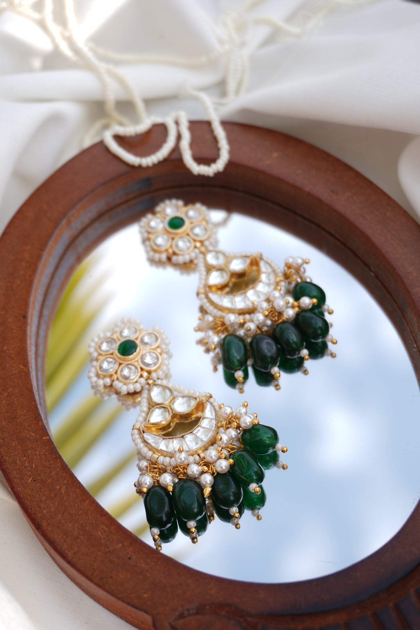 Navya Green Kundan Earrings