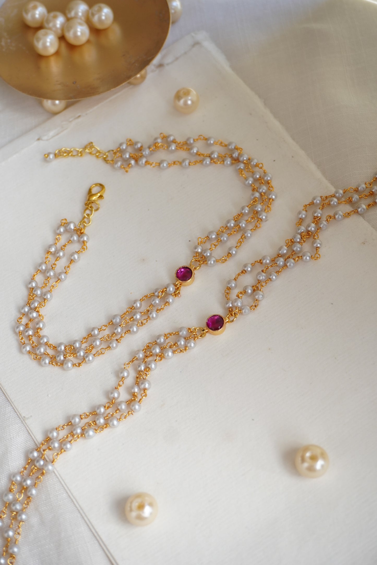 Samisha Pearl Layer Anklets