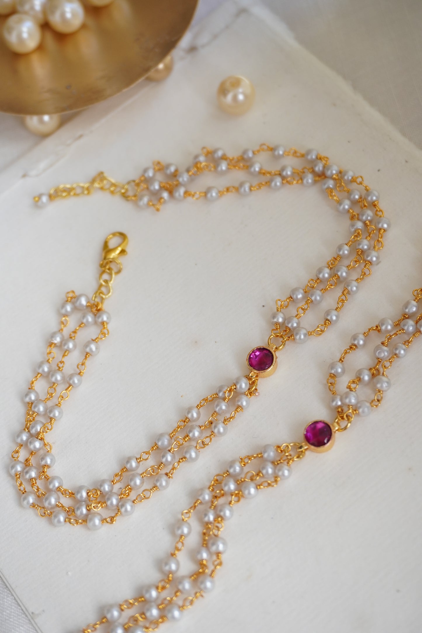 Samisha Pearl Layer Anklets