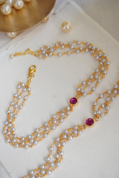 Samisha Pearl Layer Anklets