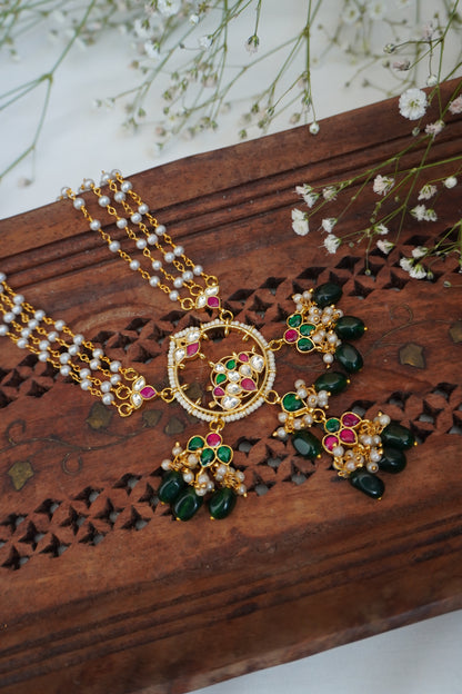 Kianna Red-Green Kundan Necklace