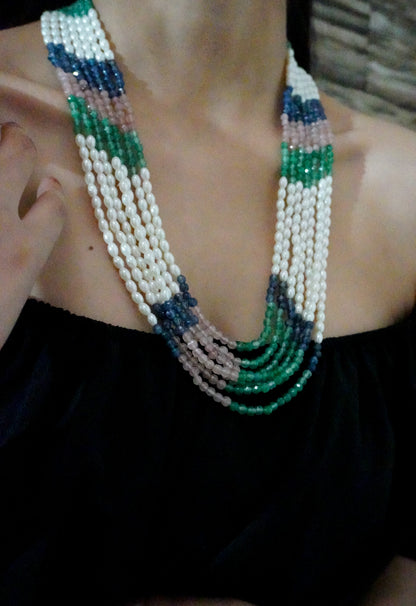 Kavya Layers Stones and Pearls necklace