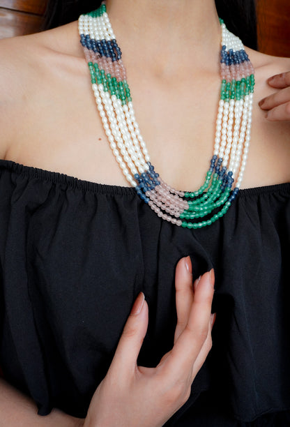 Kavya Layers Stones and Pearls necklace
