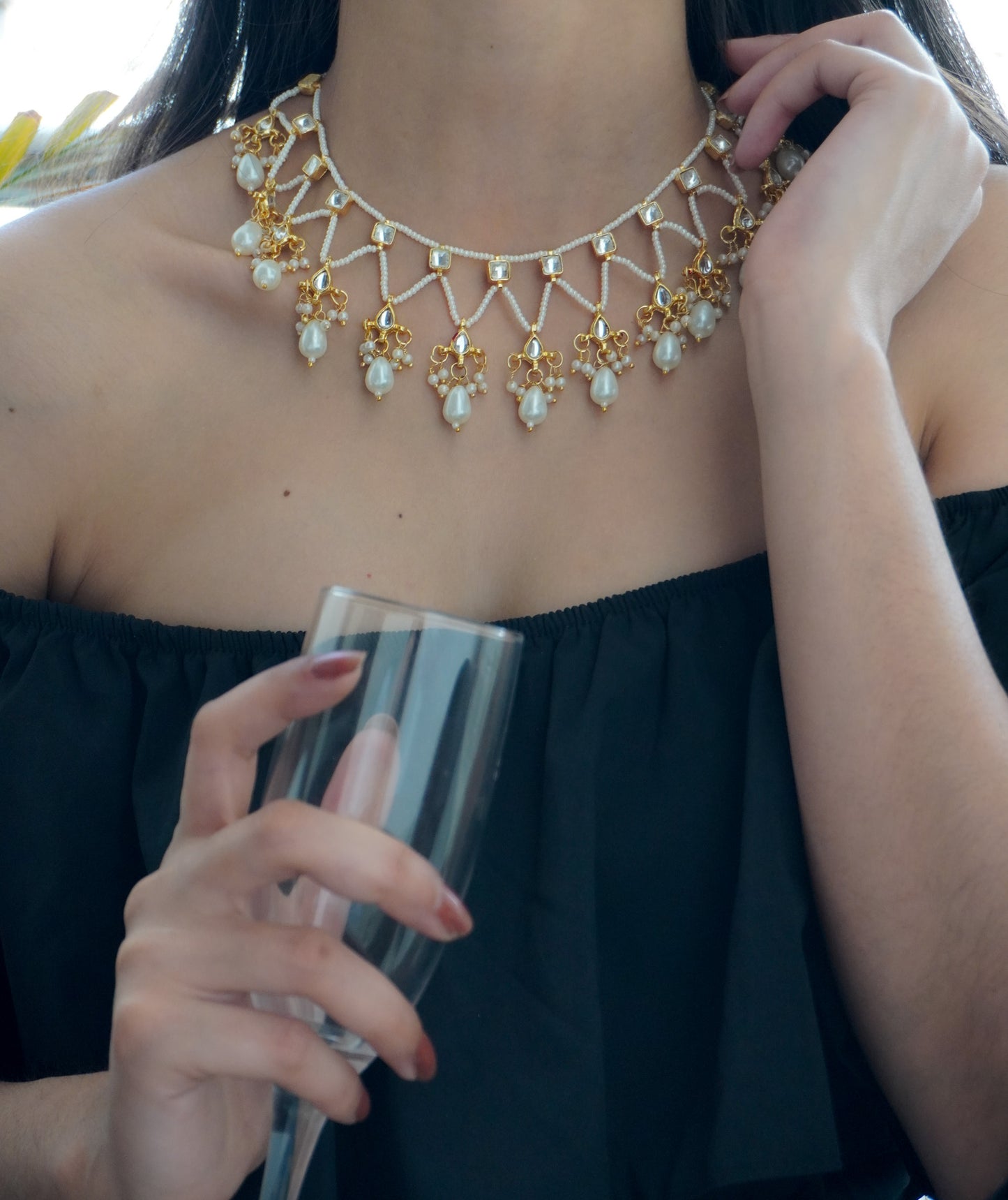 Zia Kundan and Pearls Necklace