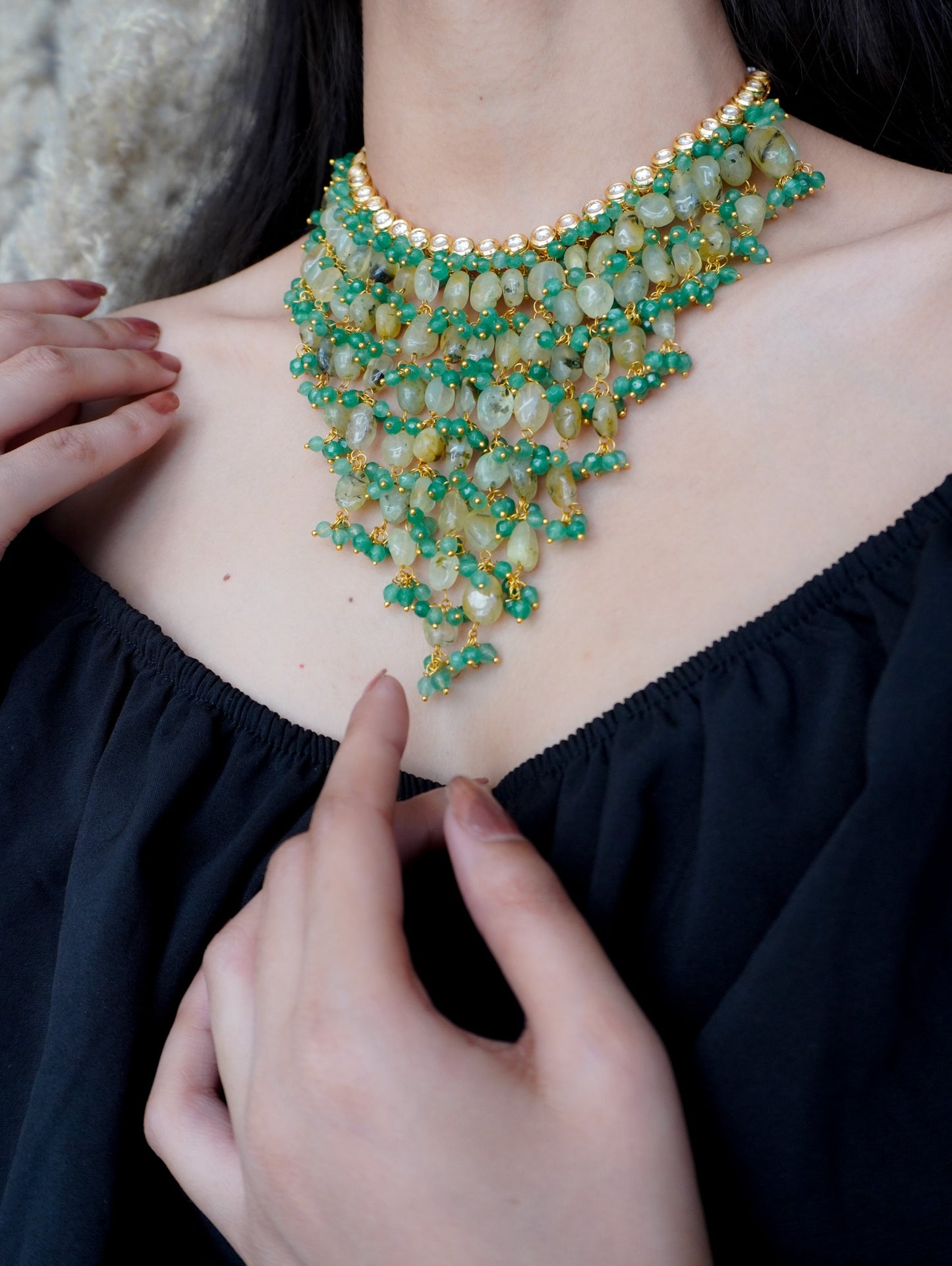 Emerald Bloom Kundan Necklace