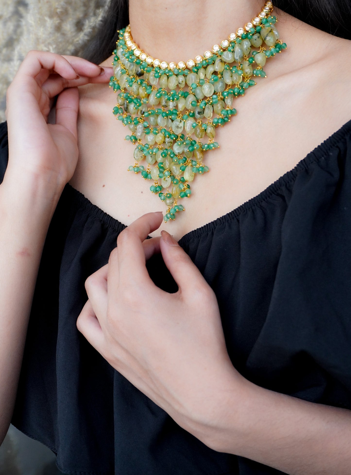 Emerald Bloom Kundan Necklace