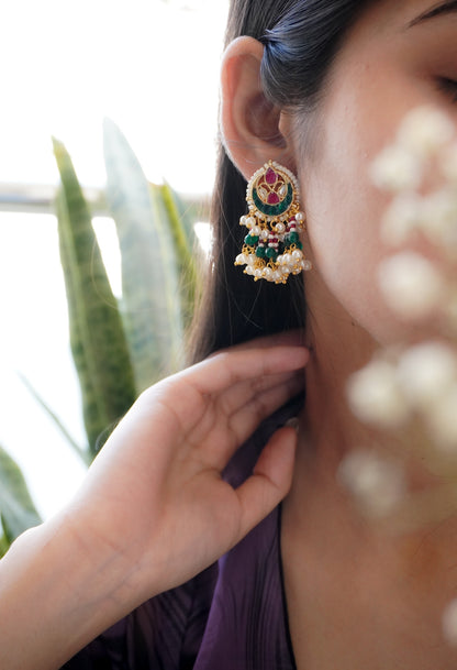 Zaiba Kundan and Stone Earrings
