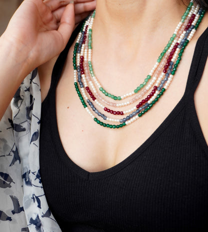 Mystic Stone and Pearls Necklace