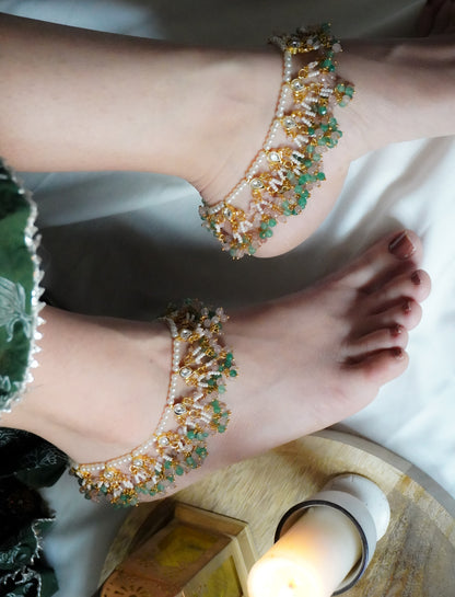 Noor Kundan and Pearls Anklets