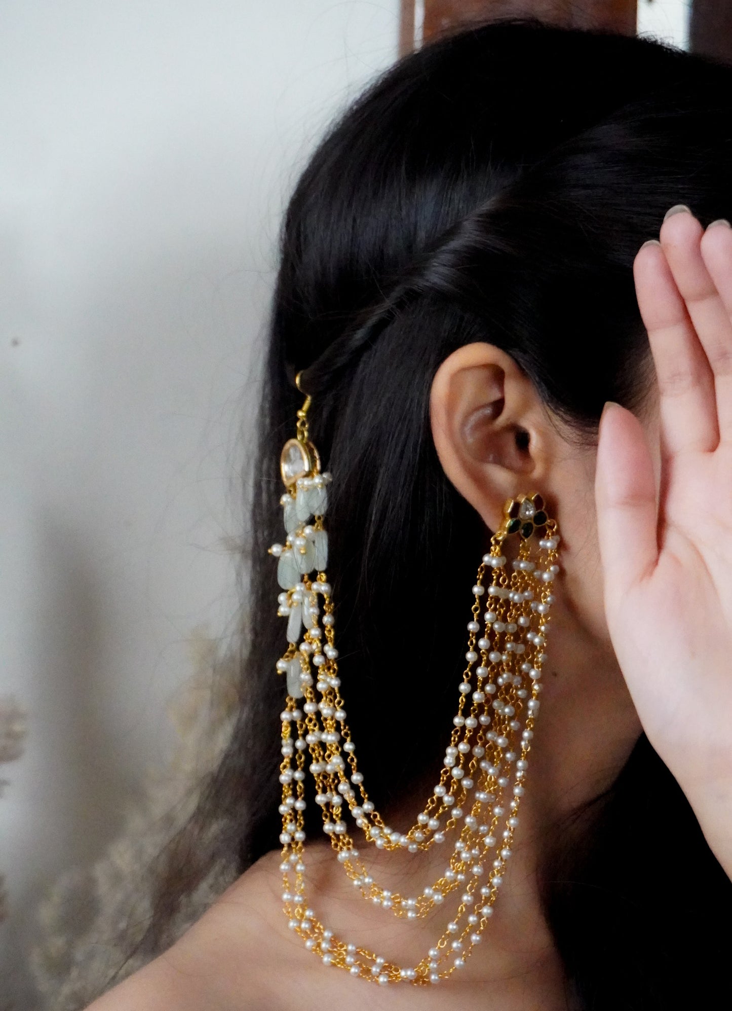 Sundara Kundan and Pearls Earrings
