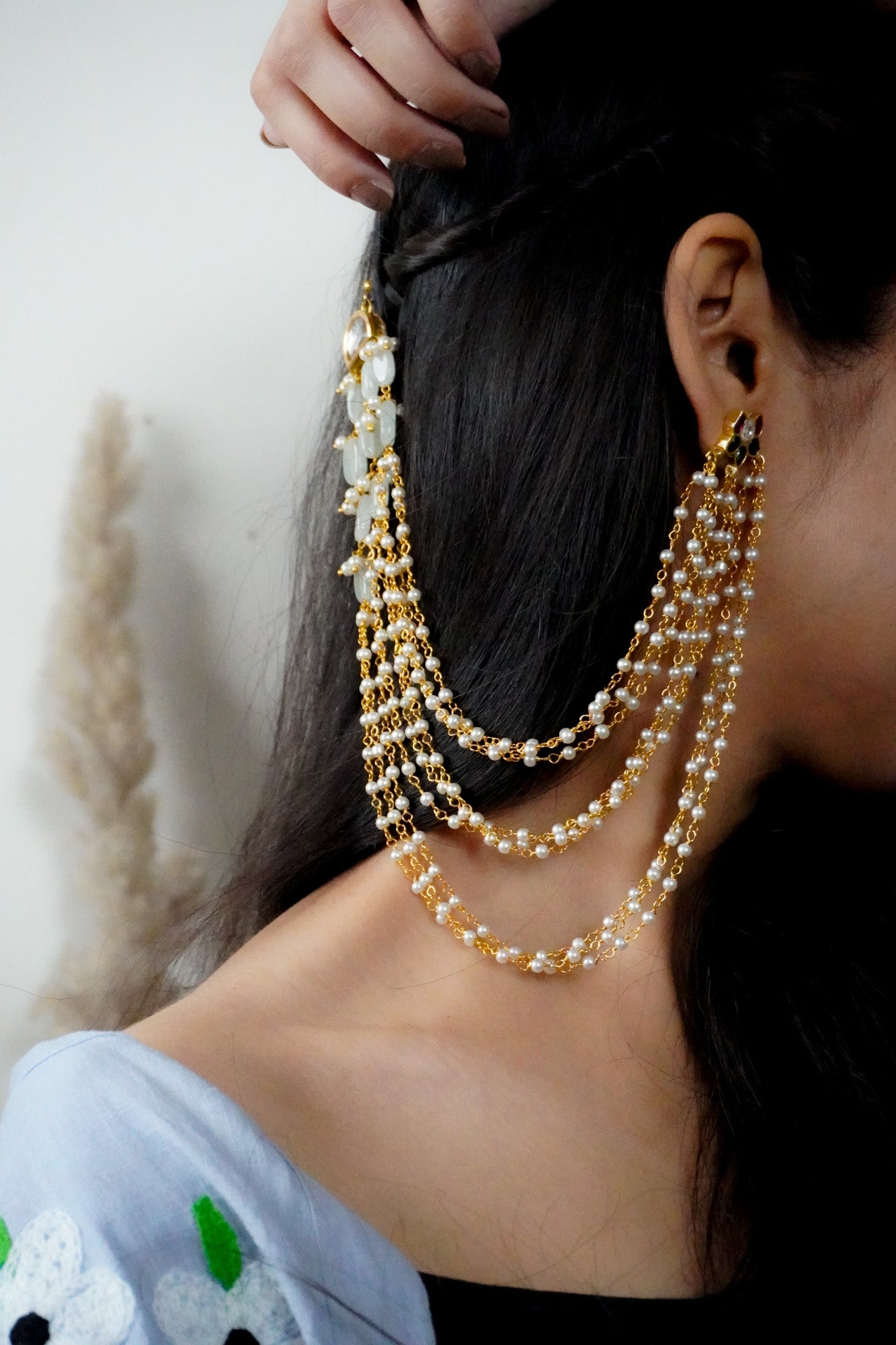 Sundara Kundan and Pearls Earrings