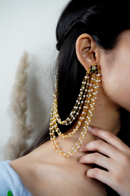 Sundara Kundan and Pearls Earrings