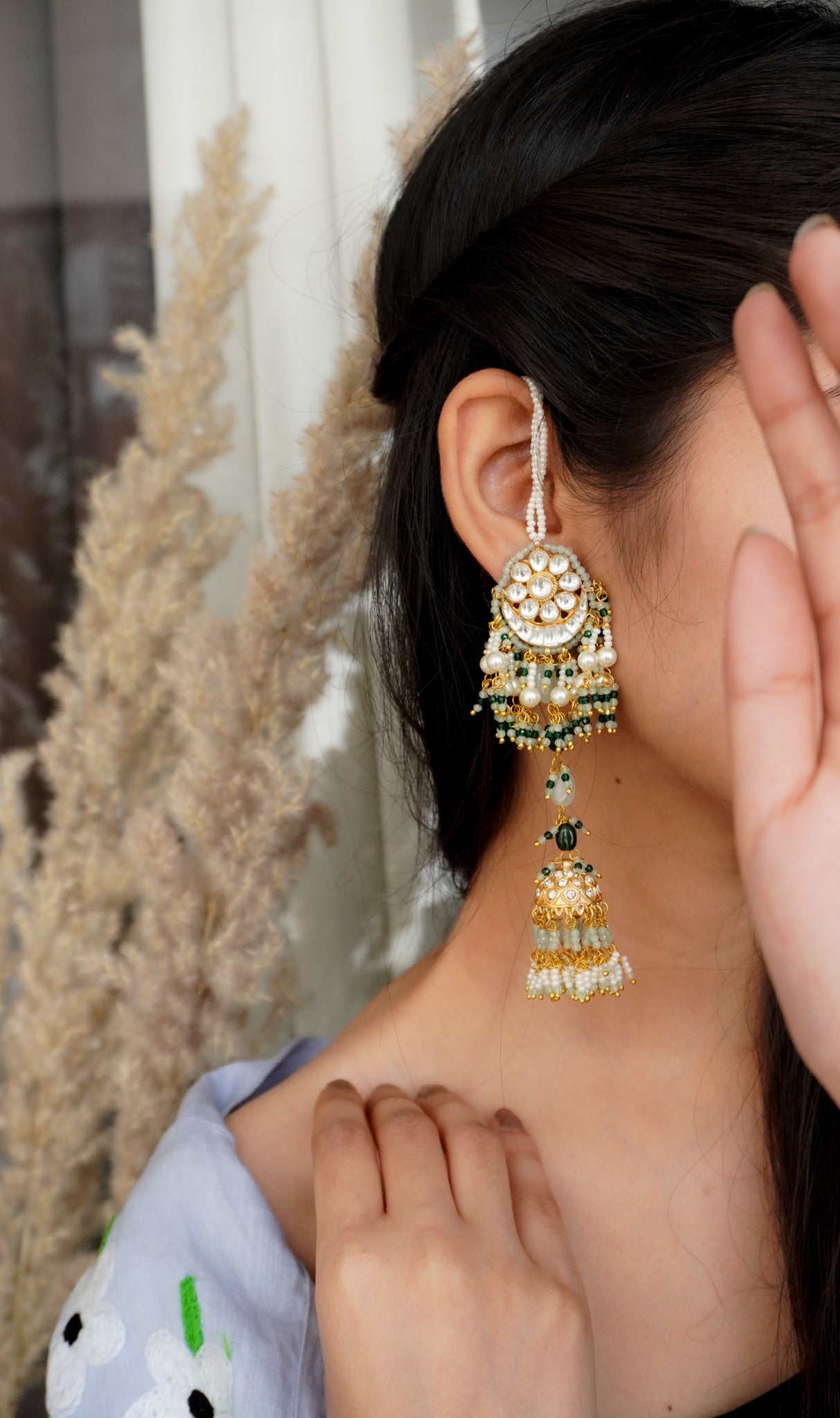 Noori Bloom Kundan and Pearls Earrings
