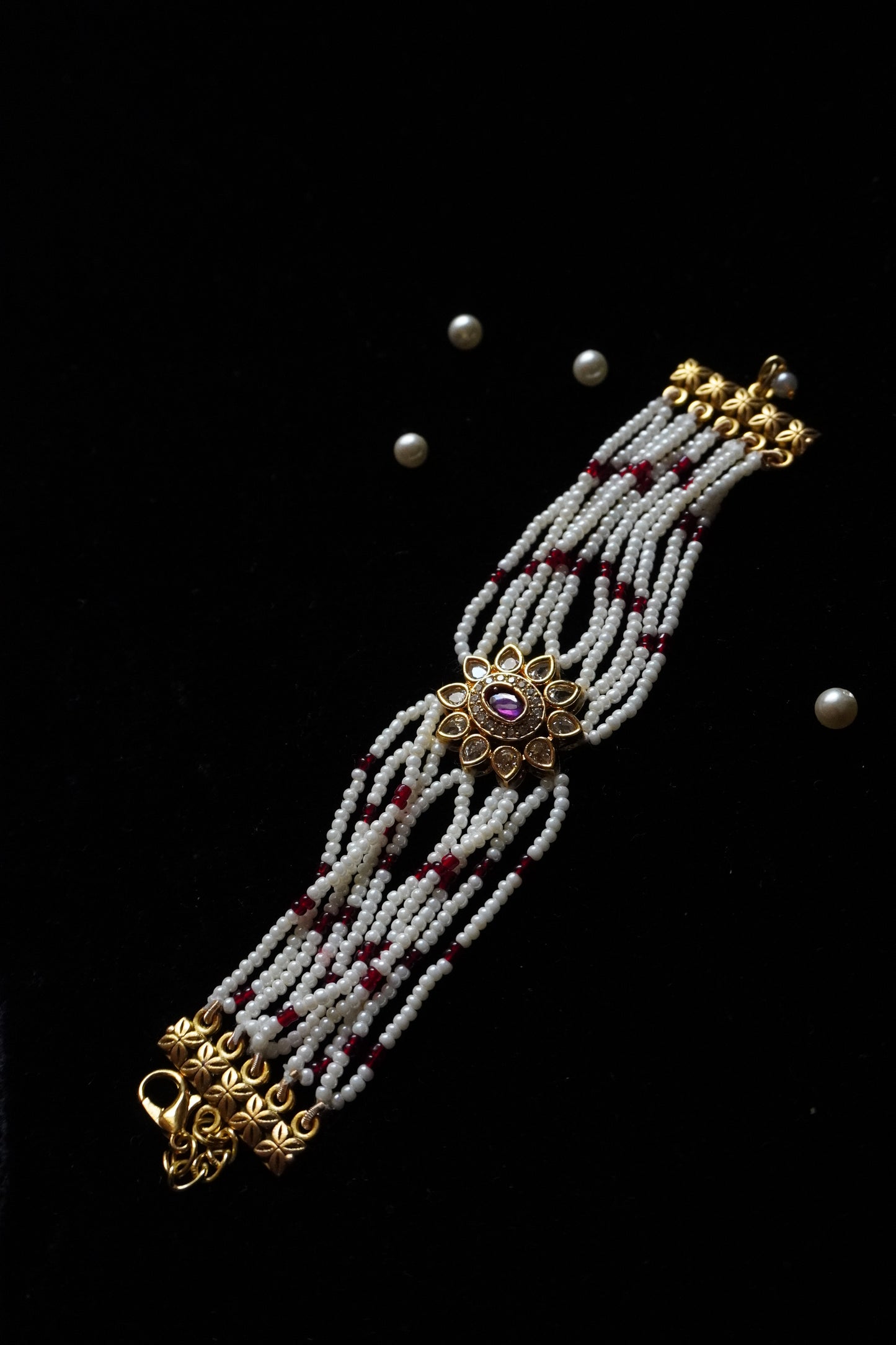 Nizam’s Charm Kundan and Pearls Bracelet