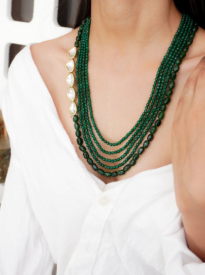 Riwaayat Layered Kundan and Stones Necklace