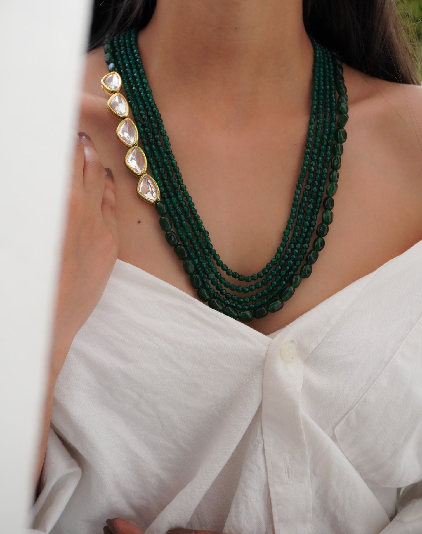 Riwaayat Layered Kundan and Stones Necklace