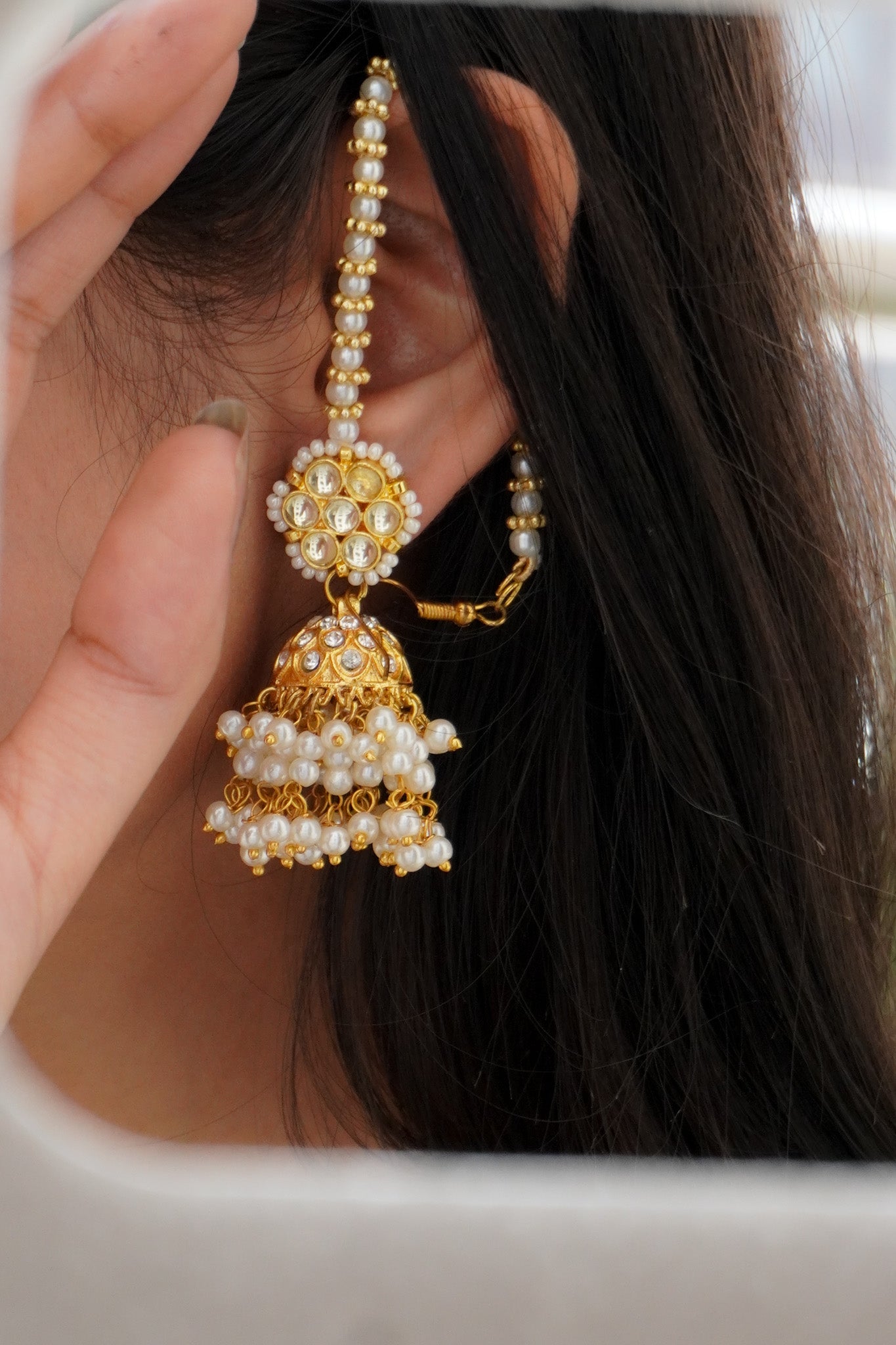 NoorBaali Kundan and Pearls Earrings