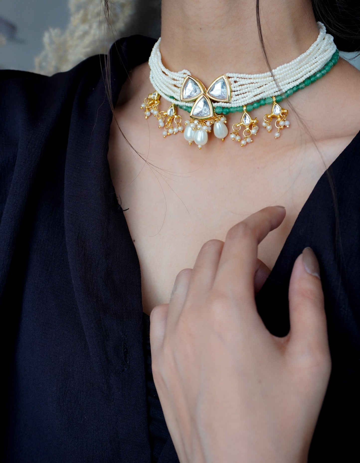 Ruhani Kundan and Pearls Necklace