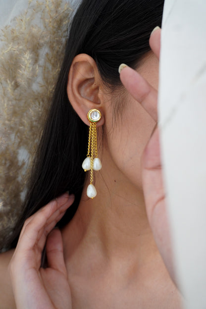 Niya Kundan and Pearls Earrings