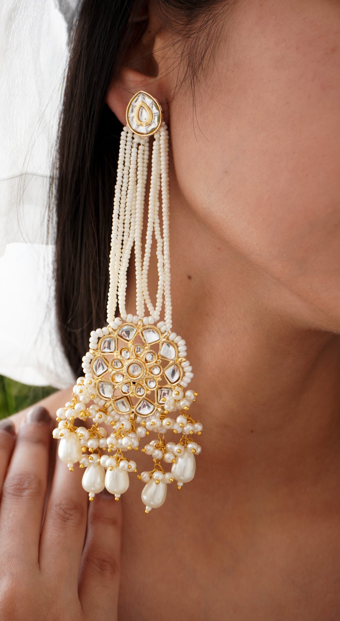 Zeenatun Kundan and Pearls Earrings