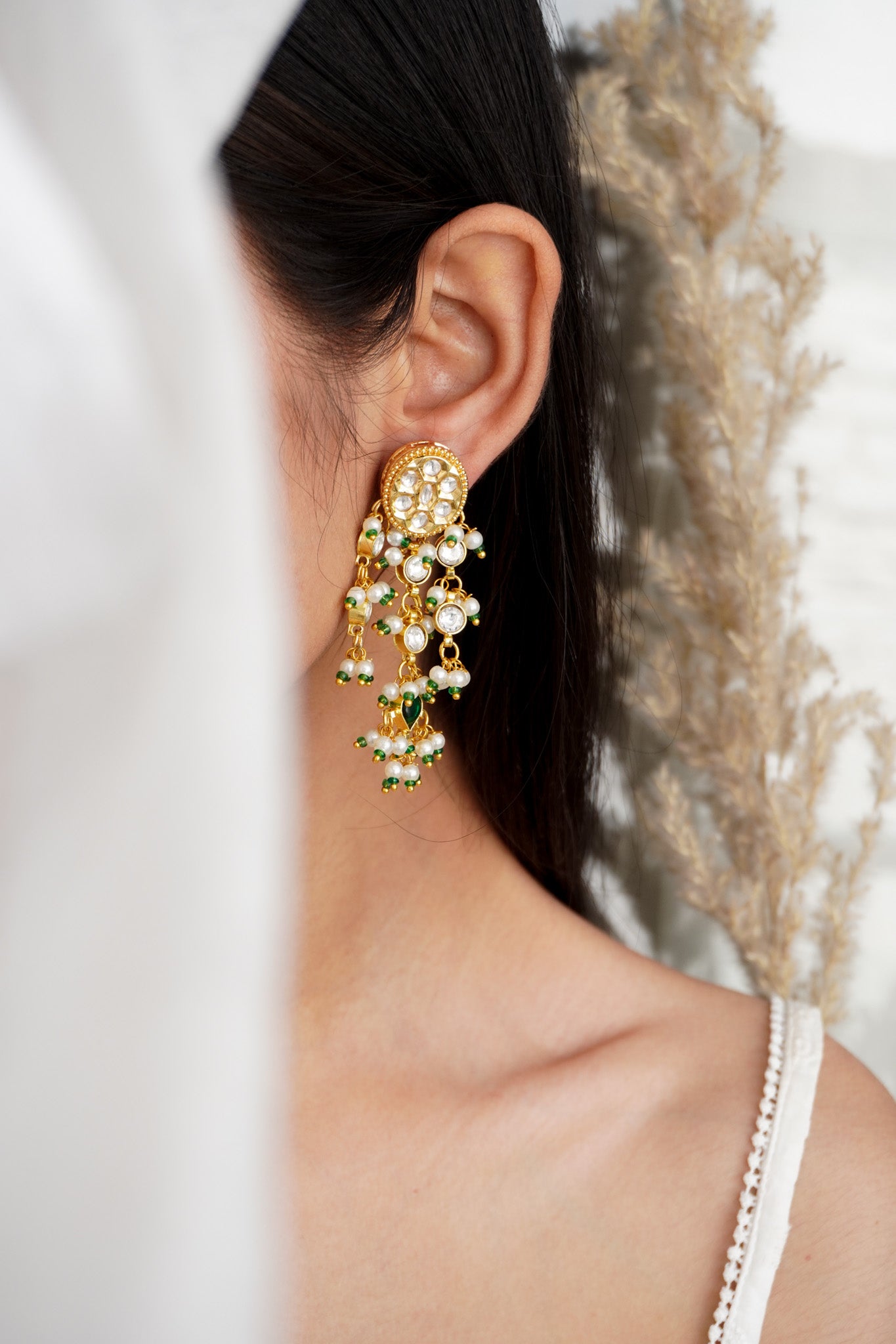 Amara Kundan and Pearls Earrings